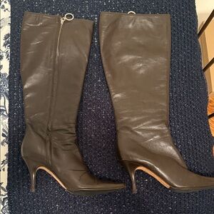 Elegant Brown Leather Knee-High Boots